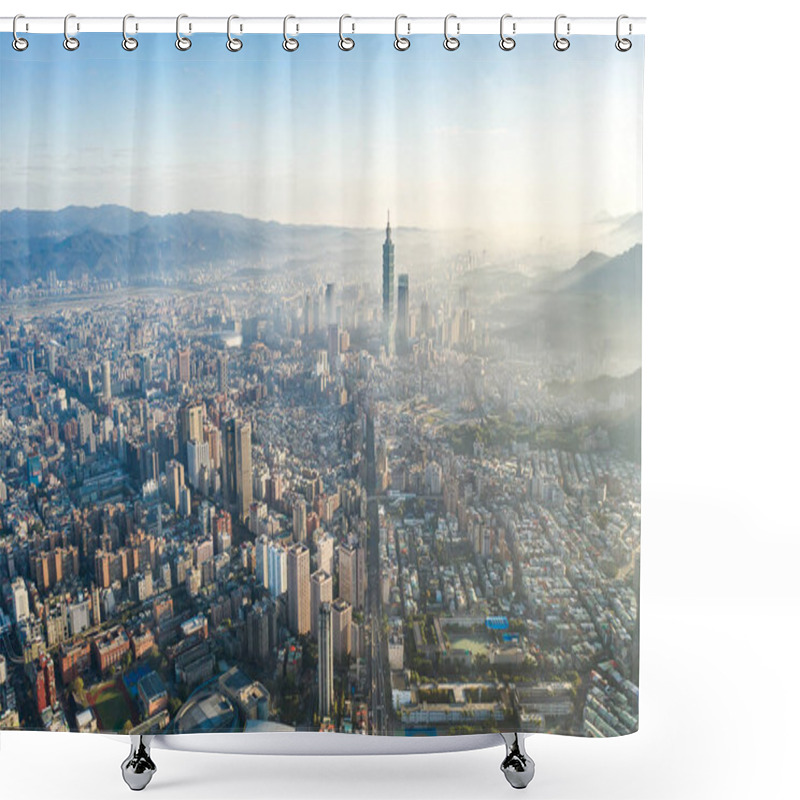 Personality  Skyline Of Taipei City In Downtown Taipei, Taiwan. Shower Curtains