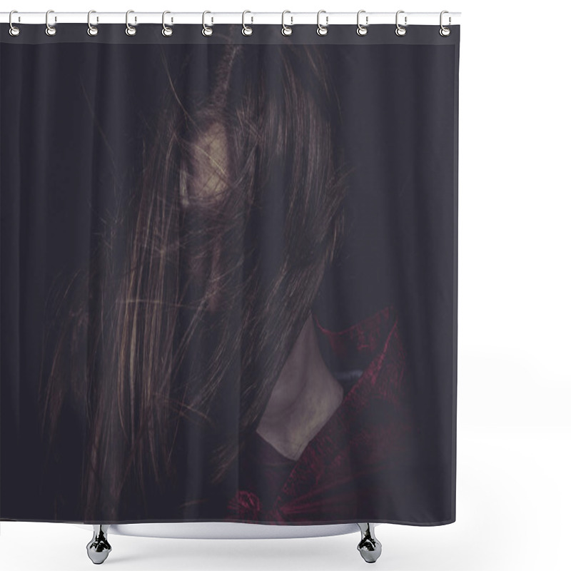 Personality  Young Girl With Hair Flying Shower Curtains