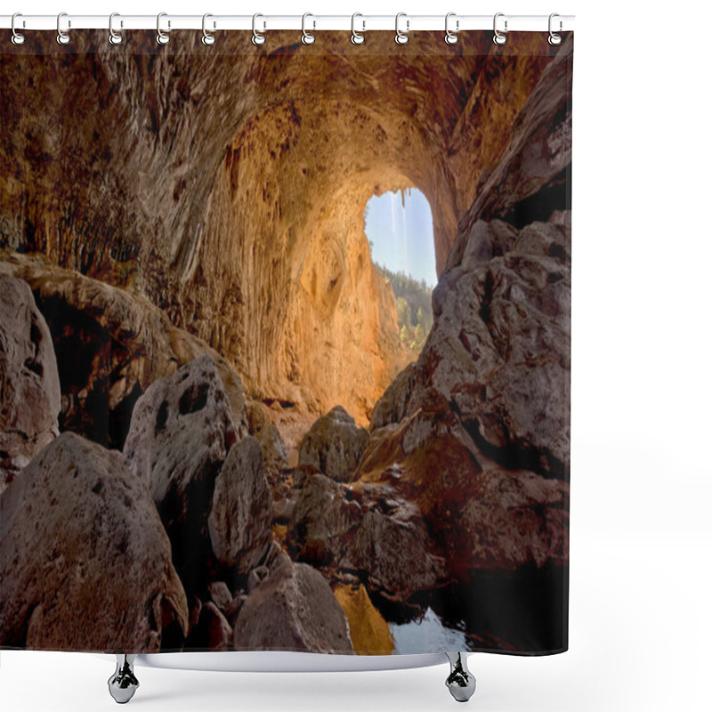 Personality  The Arch Cave Below The Bridge In Tonto Natural Bridge State Park Arizona. Shower Curtains