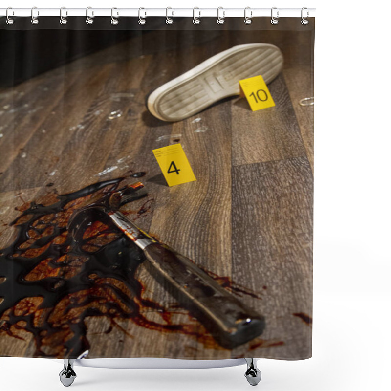 Personality  Homicide CSI Crime Scene Photography - Bloodied Weapons Shower Curtains