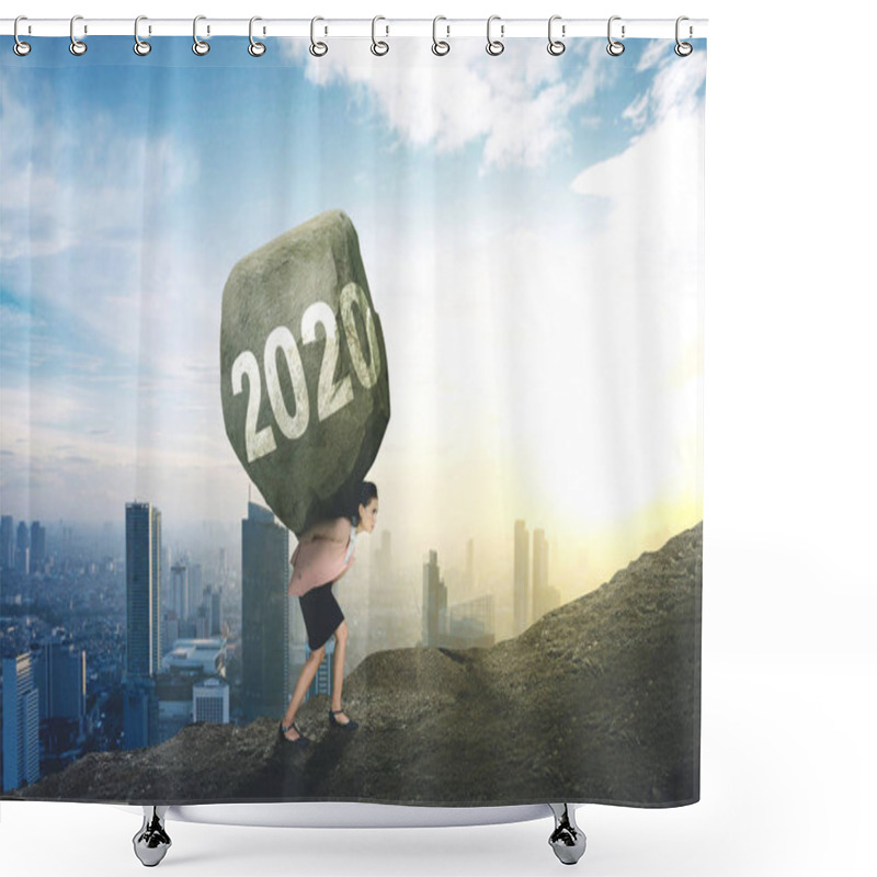 Personality  Caucasian Businesswoman Carrying Numbers 2020 Shower Curtains