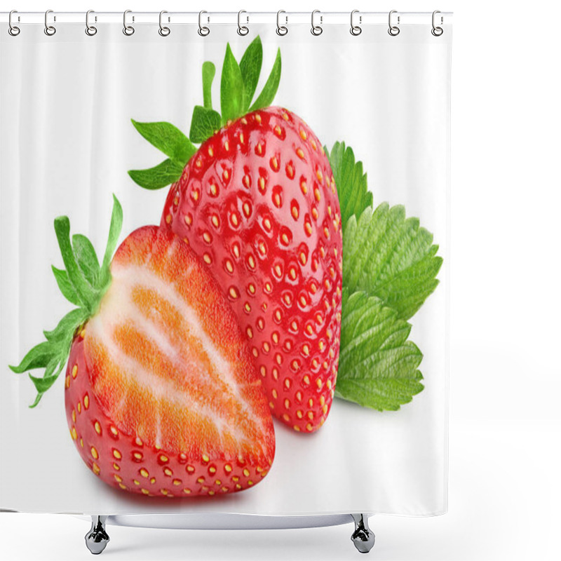 Personality  Fresh Strawberry Isolated On White Background. Ripe Natural Strawberry Clipping Path. Shower Curtains