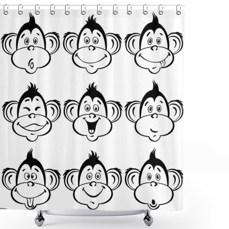 Personality  Funny Monkeys Faces Shower Curtains