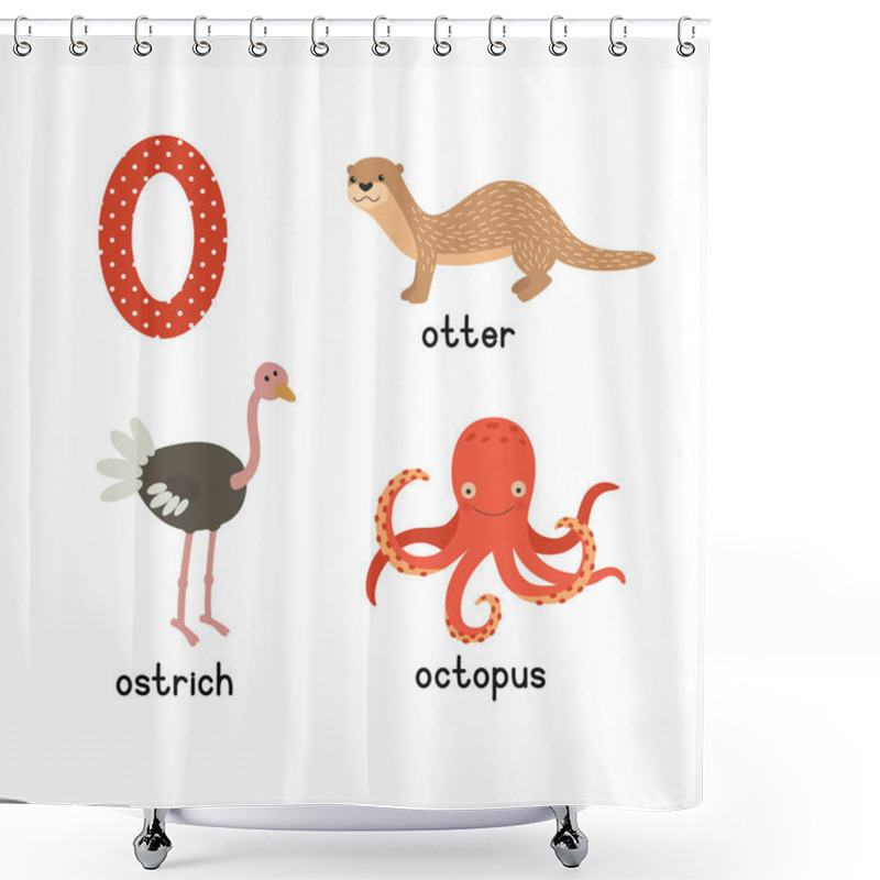 Personality  Set Animals With The Letter O. Otter, Ostrich, Octopus. Vector Illustration Shower Curtains