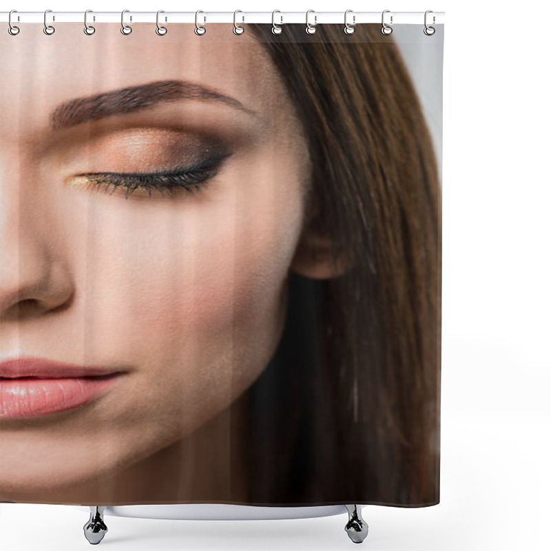 Personality  Woman With Fashionable Makeup Shower Curtains