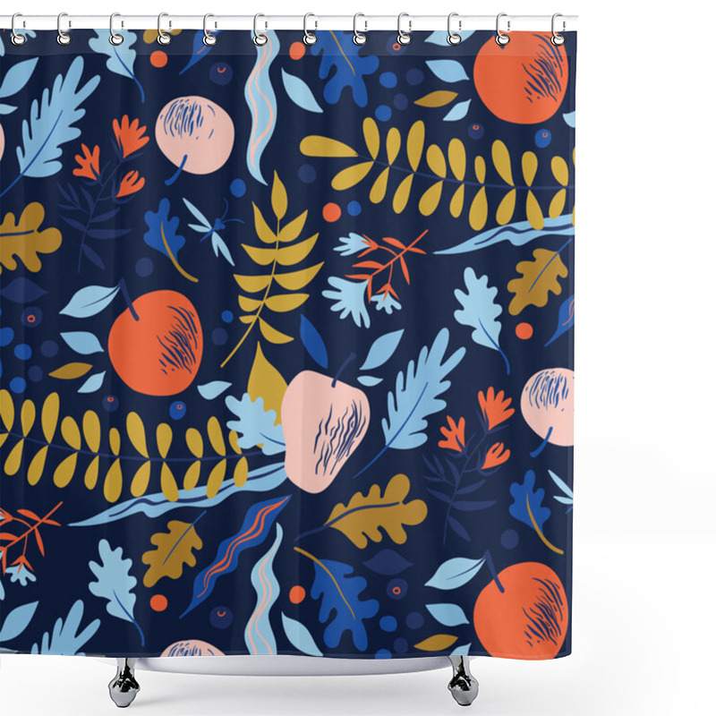 Personality  Autumn Pattern With Leaves, Berries, Flowers And Apples. Good For Package For Juice, Cosmetics Or Menu Design Shower Curtains