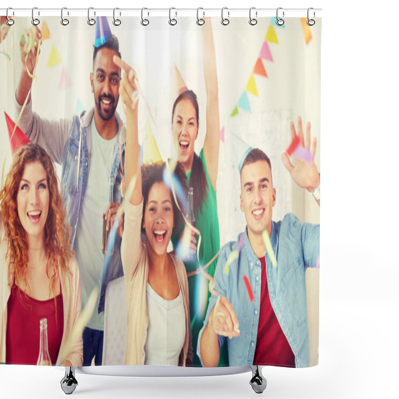 Personality  Happy Team Having Fun At Office Party Shower Curtains