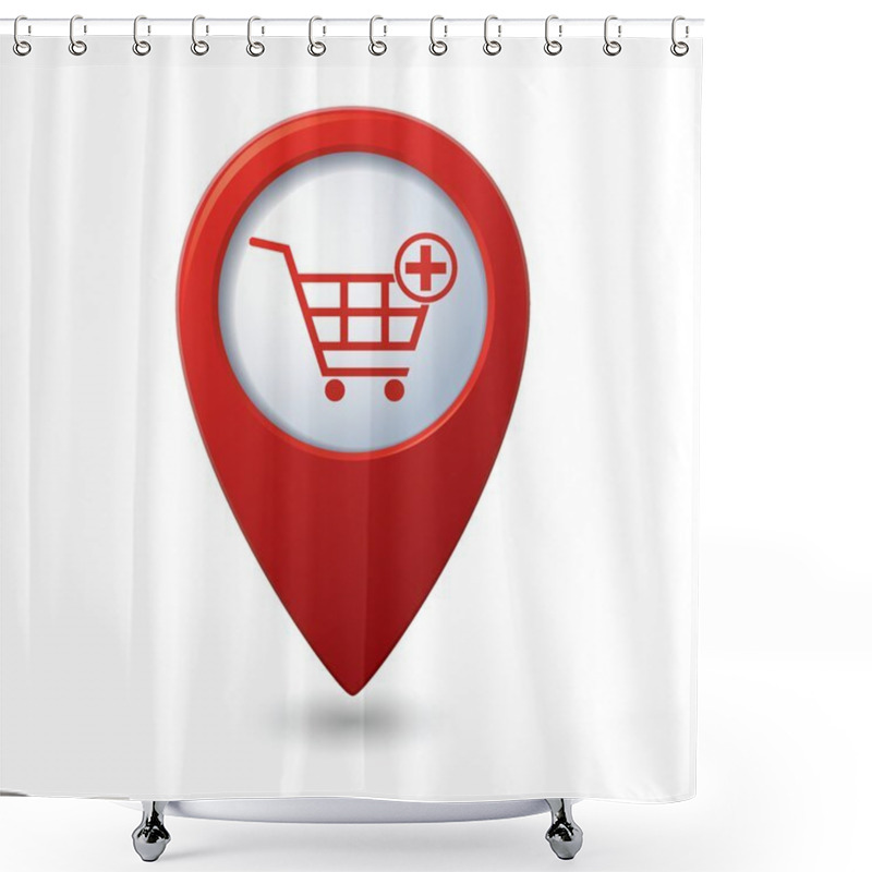 Personality  Map Pointer With Shopping Cart Icon Shower Curtains