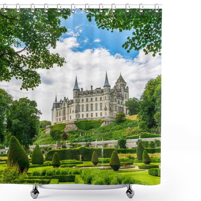 Personality  View Of Dunrobin Castle In Golspie, Scotland Shower Curtains