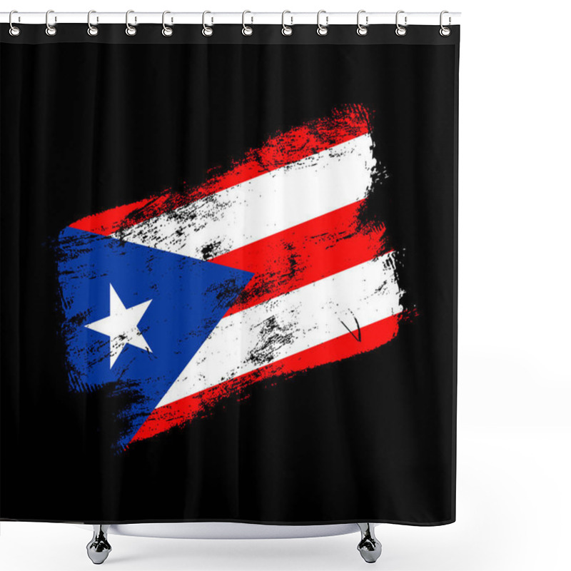 Personality  Puerto Rico Flag Grunge Brush Background. Old Brush Flag Vector Illustration. Abstract Concept Of National Background. Shower Curtains