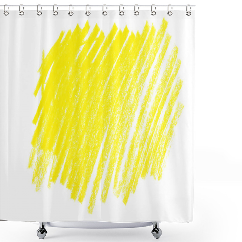 Personality  Yellow Pencil Hatching On White Background, Top View Shower Curtains