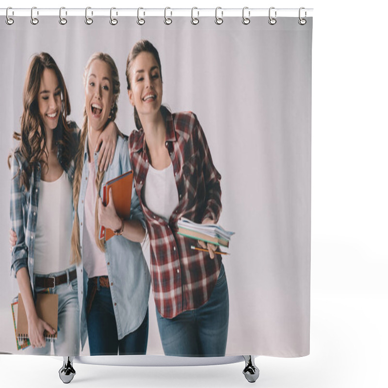 Personality  Young Students With Textbooks  Shower Curtains