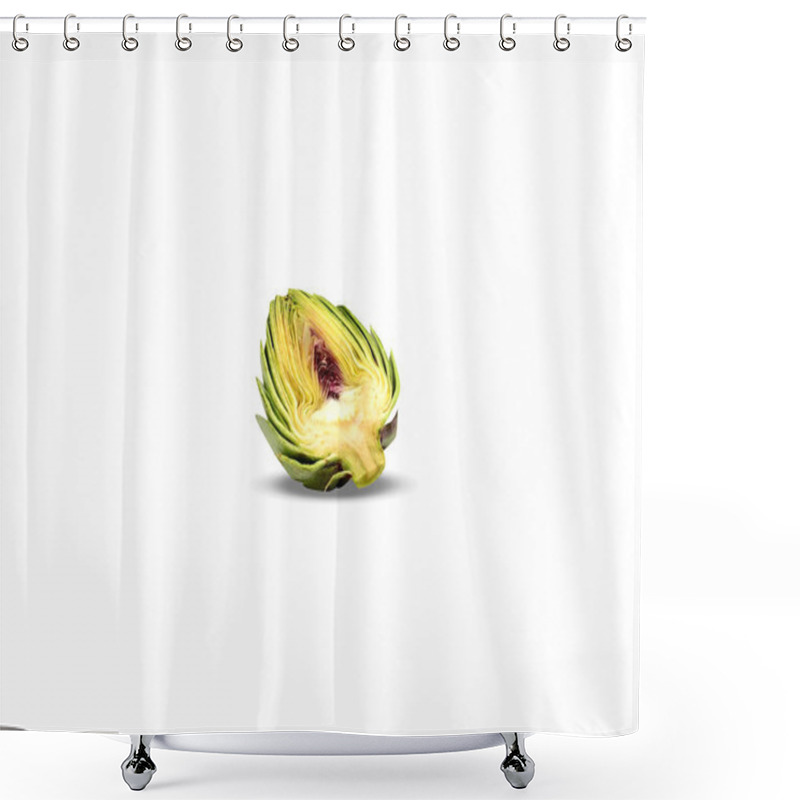 Personality  Globe Artichoke Or Cynara Cardunculus Fruit Slice On Isolated White Background Shower Curtains