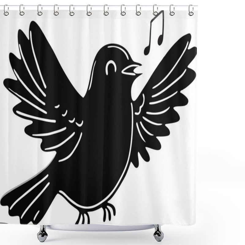 Personality  Discover A Charming Collection Of Animal Silhouettes Featuring An Adorable Piglet, A Cheerful Singing Bird, A Graceful Butterfly, And A Smiling Starfishall On A Clean White Background Shower Curtains