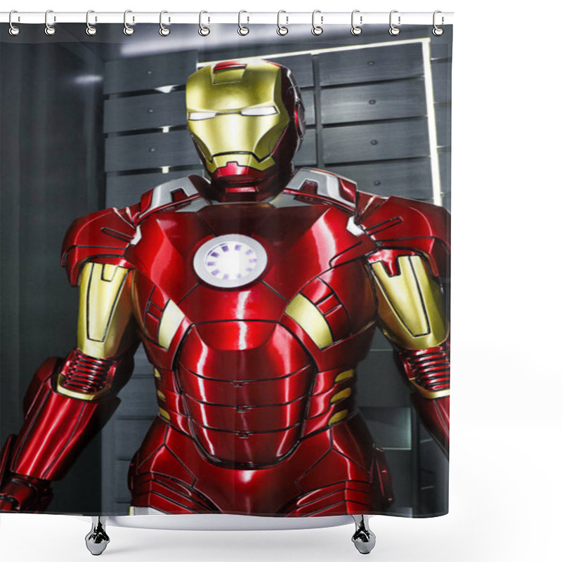 Personality  Las Vegas,NV/USA - Sep 13, 2018: Iron Man Mark 3 Model Figure At The Avengers Experience In Treasure Island Hotel And Casino On Las Vegas Strip. Shower Curtains