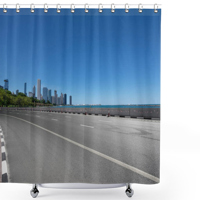 Personality  Asphalt Highway In Modern City Chicago Shower Curtains