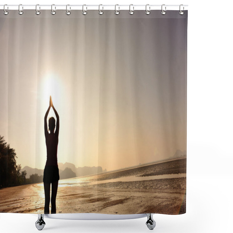 Personality  Young Woman Practice Yoga Shower Curtains