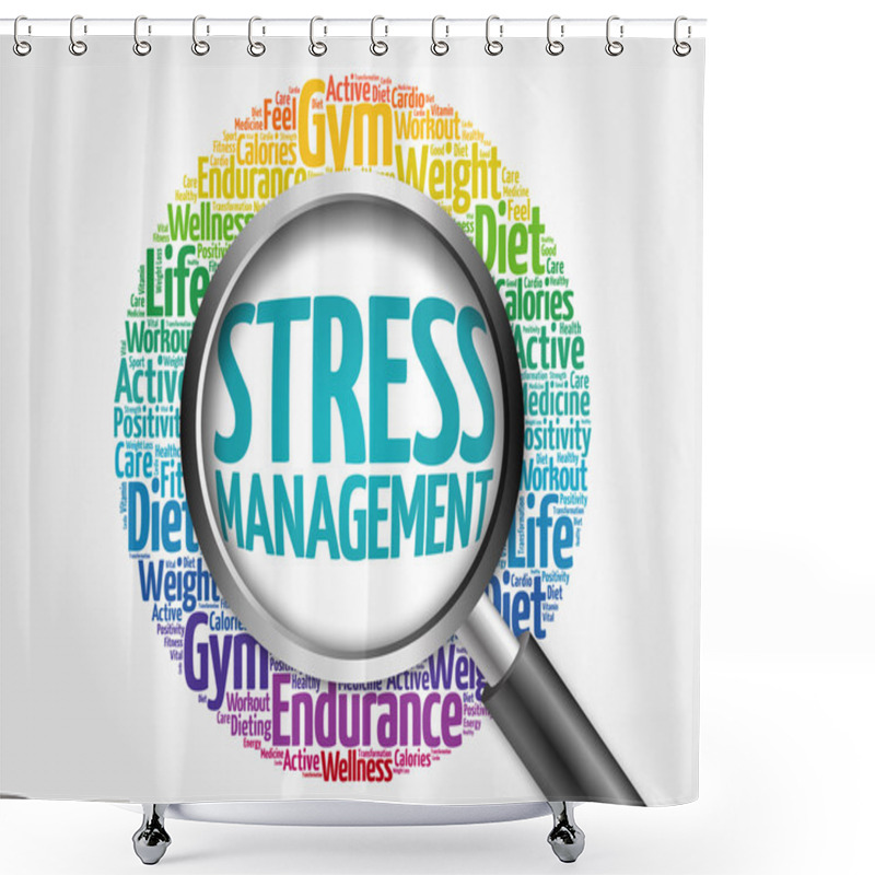 Personality  Stress Management Word Cloud Shower Curtains