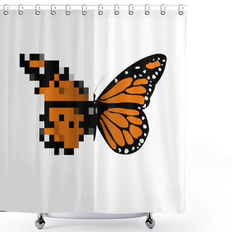 Personality  Vector Pixel Art Butterfly Shower Curtains