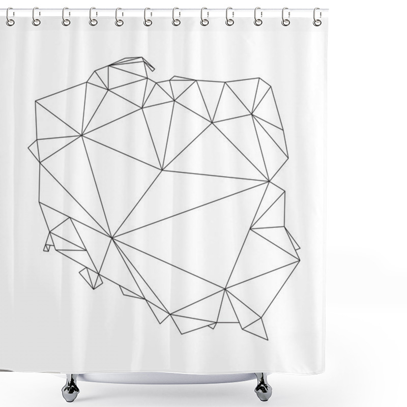 Personality  Black Polygonal Outline Of Vector Map Of Poland Shower Curtains