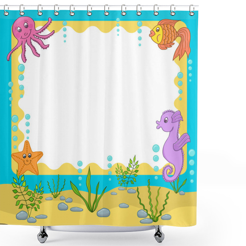 Personality  Sea Frame. Vector Illustration Shower Curtains