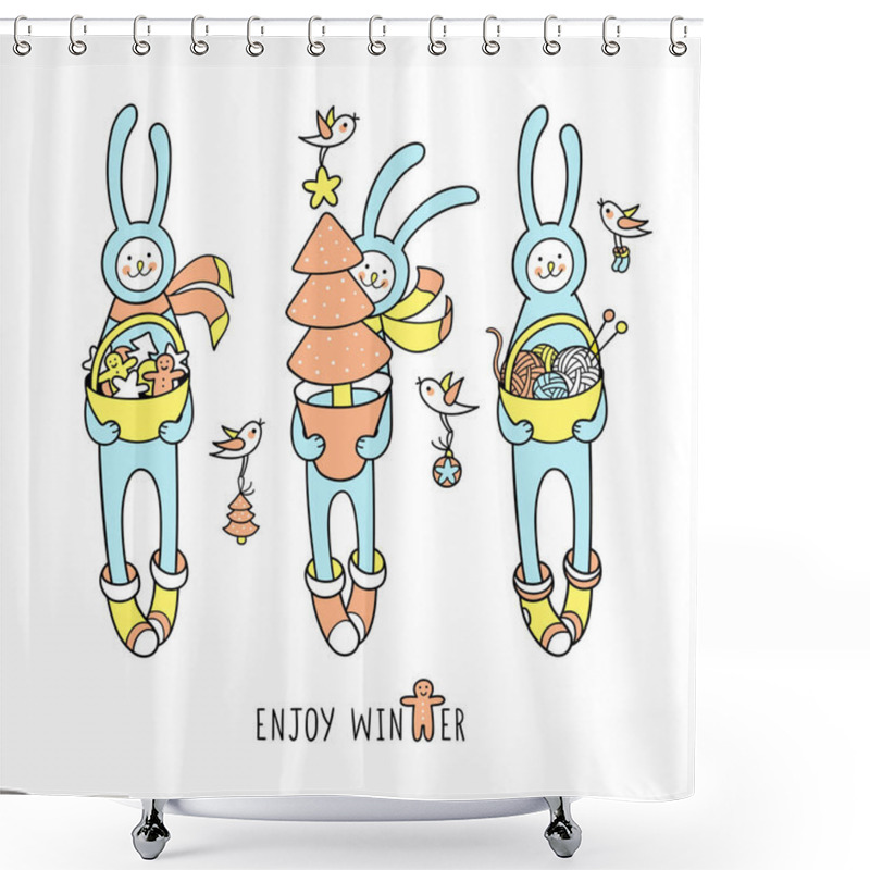 Personality  Charming Bunny Characters. Shower Curtains