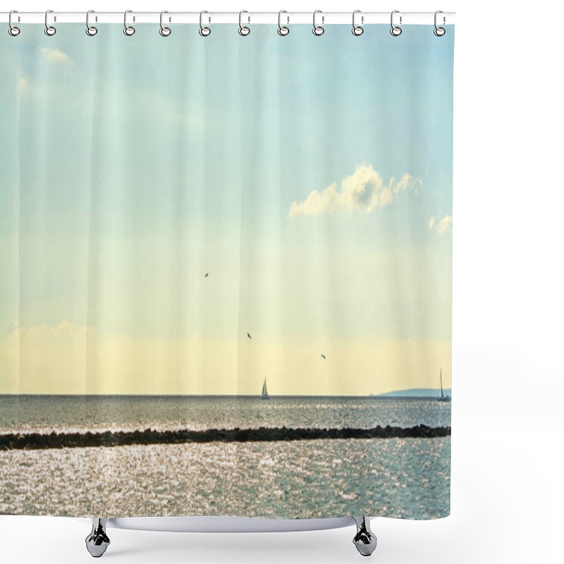 Personality  Sailboat And Birds Shower Curtains