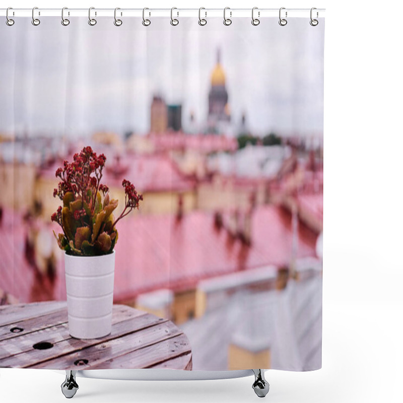 Personality  Terrace On The Roof Top With Beautiful View Of Saint Peterburg Old Town. Shower Curtains