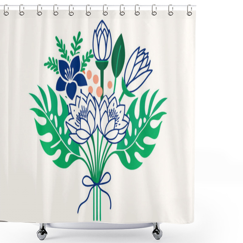 Personality  Vibrant Tropical Luxurious Flower Bouquet Vector Illustration Design Shower Curtains