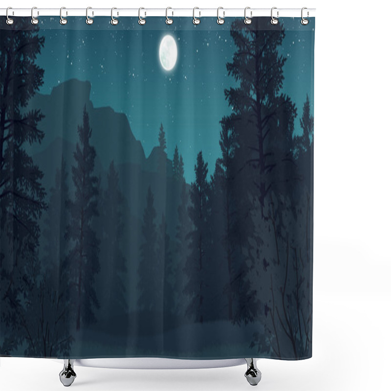 Personality  Forest Landscape Illustration Shower Curtains