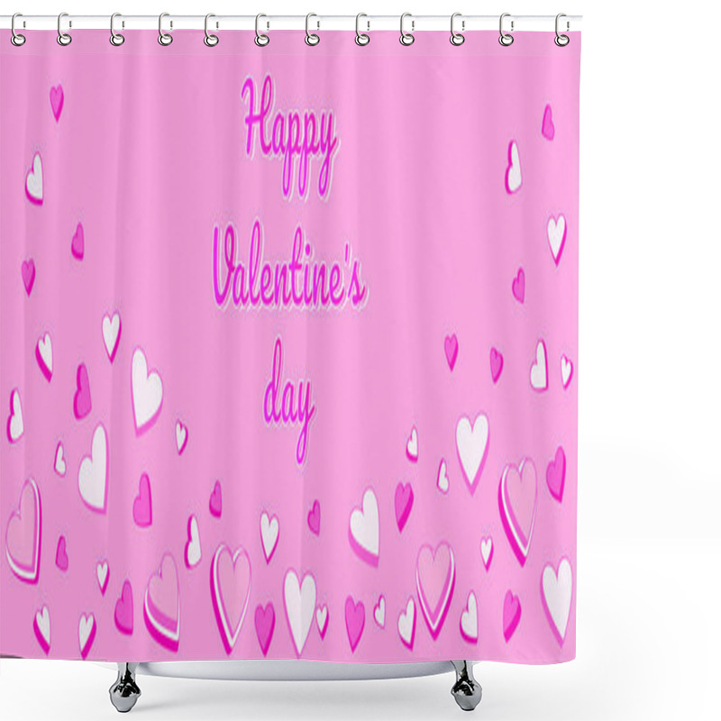 Personality  Playful Valentine's Day Background Featuring Layered Pink And White Hearts Scattered On A Pink Backdrop. Perfect For Greeting Cards, Banners, Invitations, And Festive Designs, Romantic Posters Shower Curtains