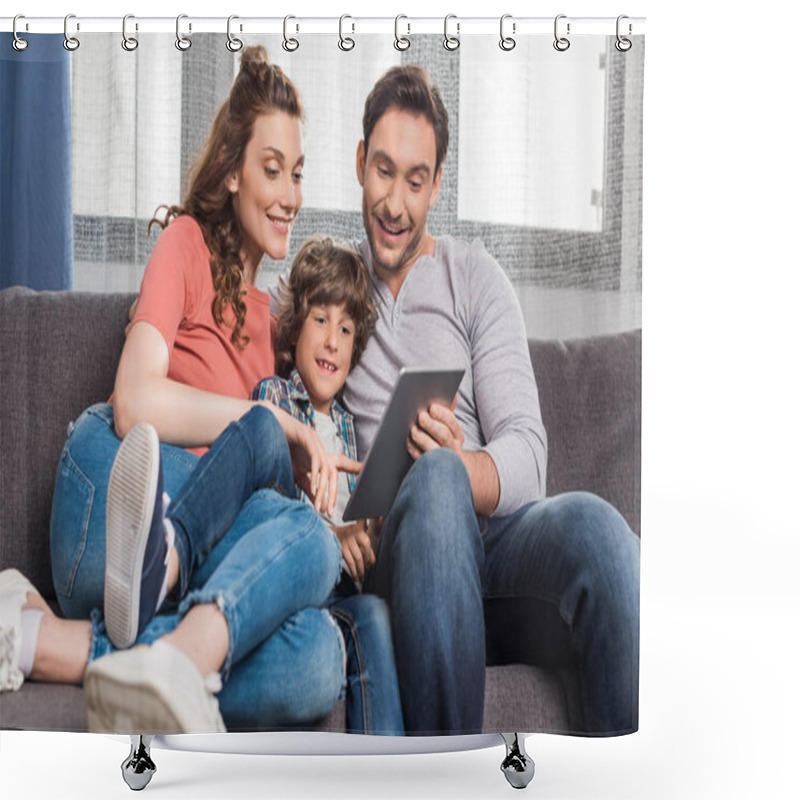 Personality  Family Using Tablet Shower Curtains