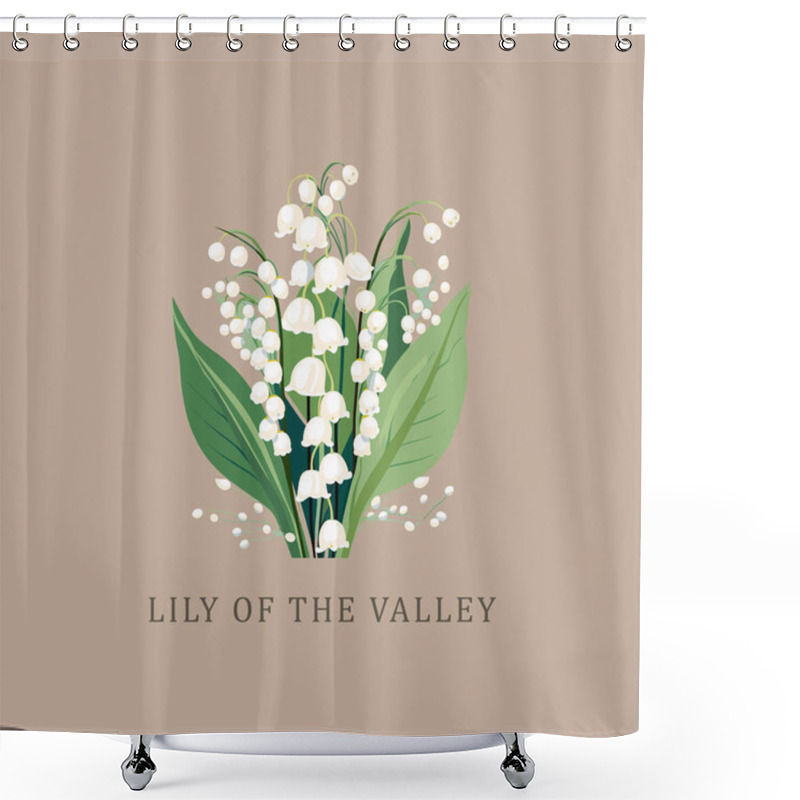 Personality  Lily Of The Valley, Or Convallaria Majalis. May Birth Month Flower. Birth Flowers Vintage Floral Illustrations, Retro Flower Market Poster. Silkscreen Printing Retro Groovy Trippy Psychedelic Poster Art. Simple Minimal 1960's Bright Vibrant Funky  Shower Curtains