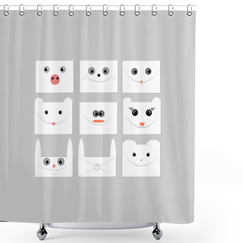 Personality  Envelopes With Faces Of Animals. Vector Illustration Shower Curtains