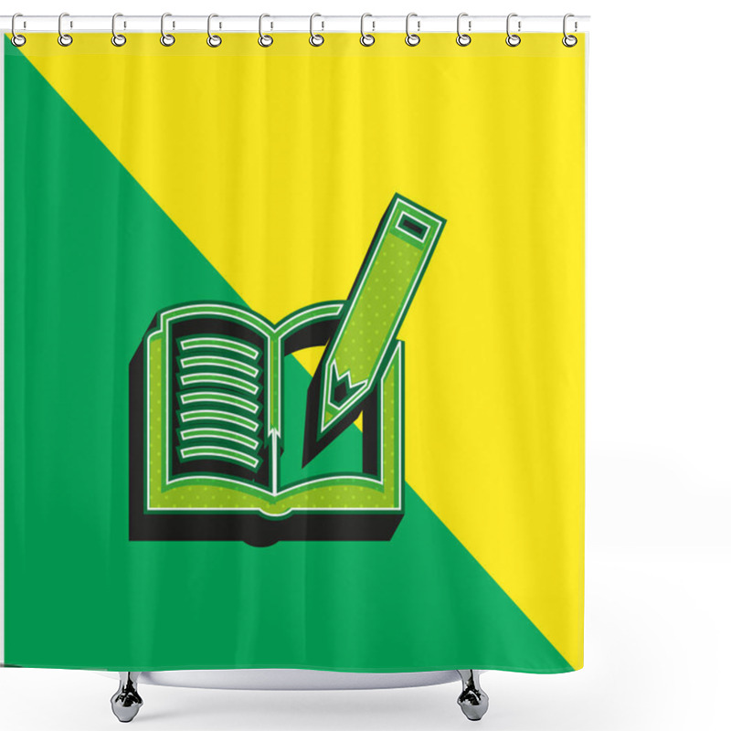 Personality  Book And Pen Green And Yellow Modern 3d Vector Icon Logo Shower Curtains