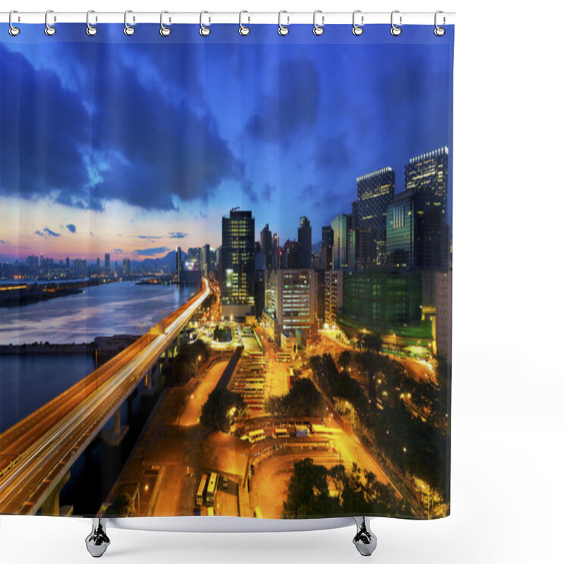 Personality  Sunset Modern City Overpass Shower Curtains