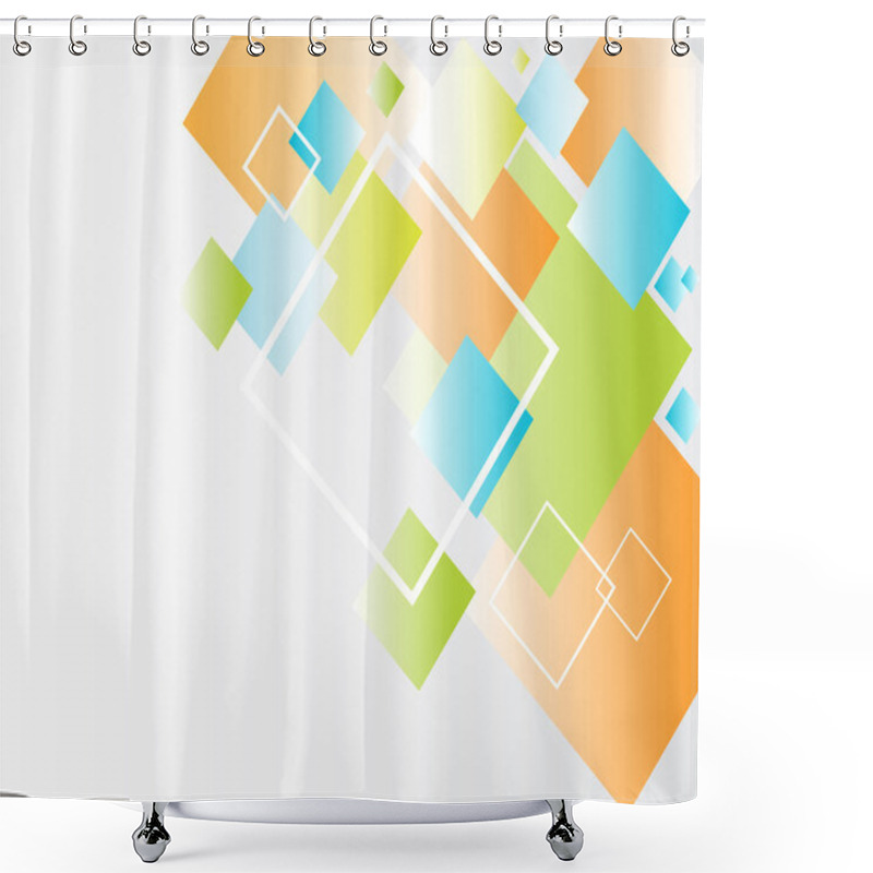 Personality  Modern Abstract Background With Blue, Orange And Green Squares Shower Curtains