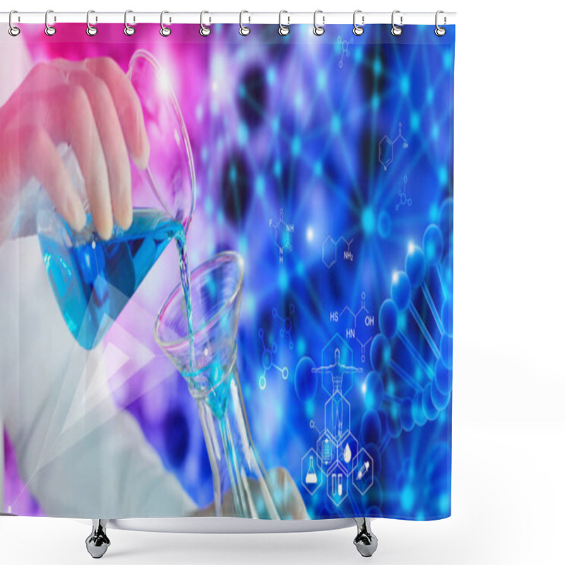 Personality  Genetic Research And Biotech Science Concept. Human Biology  And Pharmaceutical Technology Shower Curtains