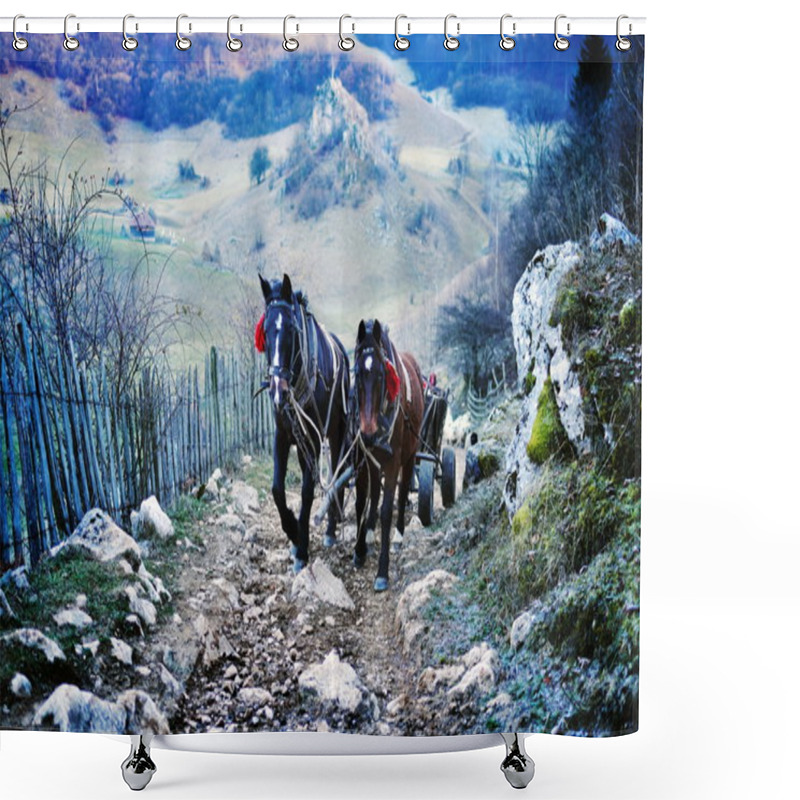 Personality  Mountain Landscape With Autumn Morning Fog At Sunrise - Fundatur Shower Curtains