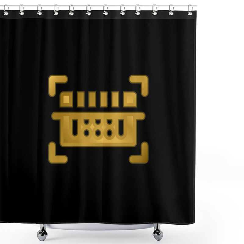 Personality  Barcode Scanner Gold Plated Metalic Icon Or Logo Vector Shower Curtains