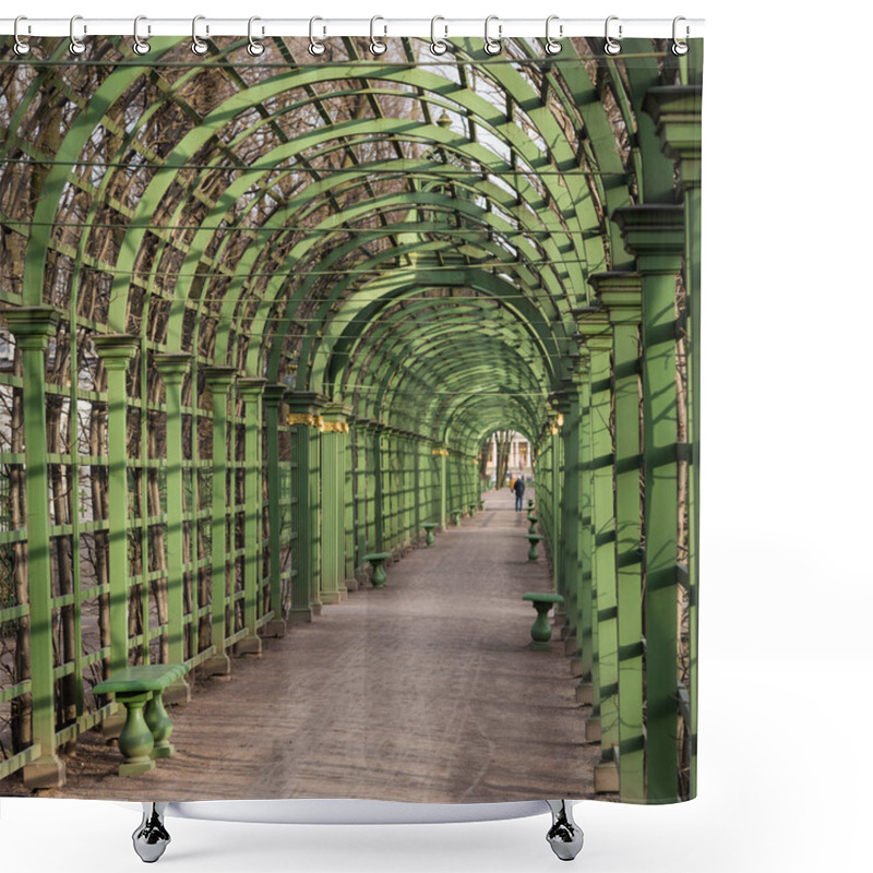 Personality  Scenic Green Arcs In Summer Garden Saint Petersburg Shower Curtains