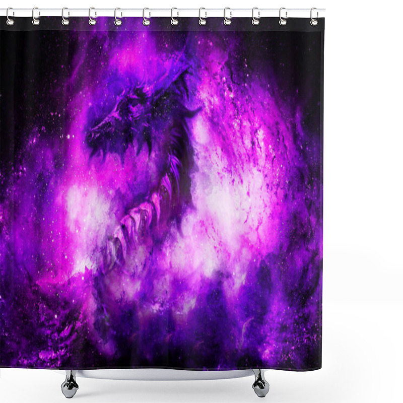 Personality  Cosmic Dragon In Space, Cosmic Abstract Background Shower Curtains