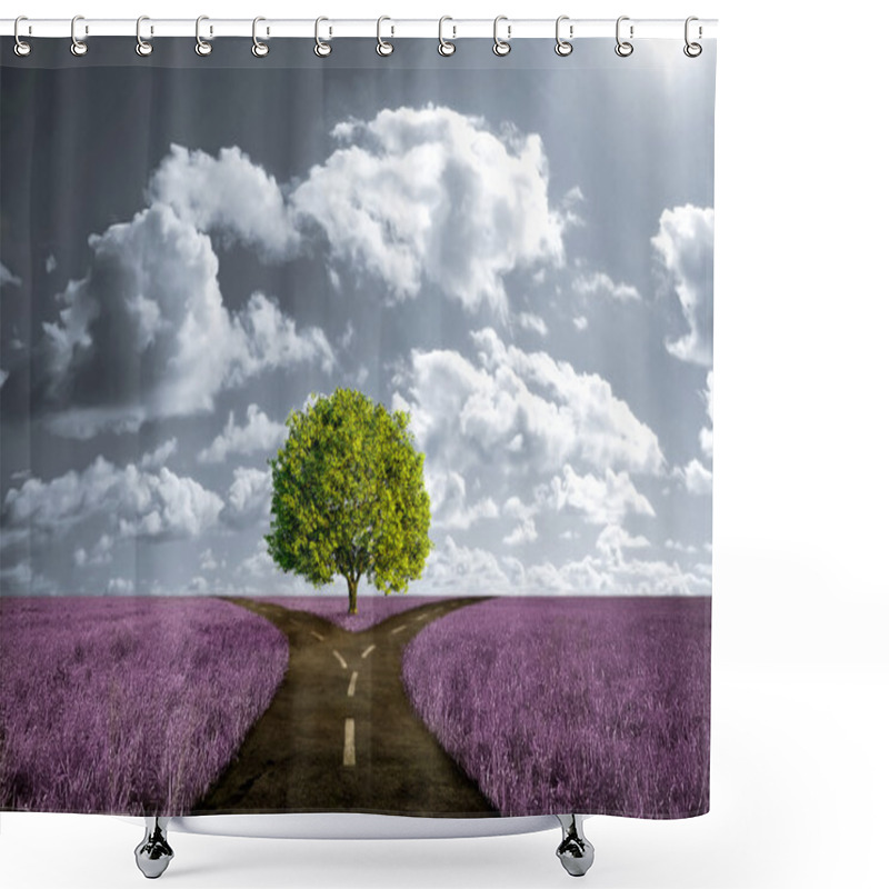 Personality  Crossroad In Lavender Meadow Shower Curtains