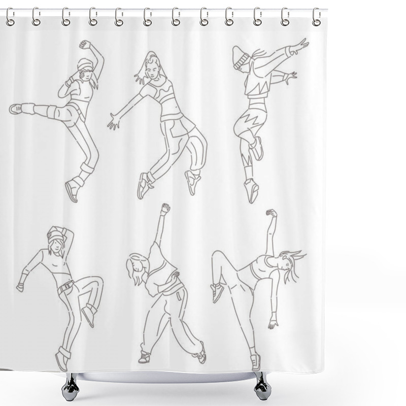 Personality  Group Of Dancers Vector Illustration Shower Curtains