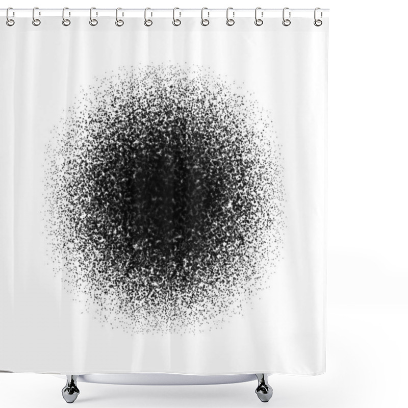 Personality  Spray, Graffiti Circle. Black Dust Particles, Dirt. Vector Element Isolated Background. Shower Curtains