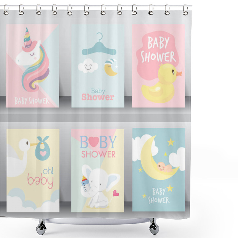 Personality  Cute Baby Shower Invitation. Vector Shower Curtains