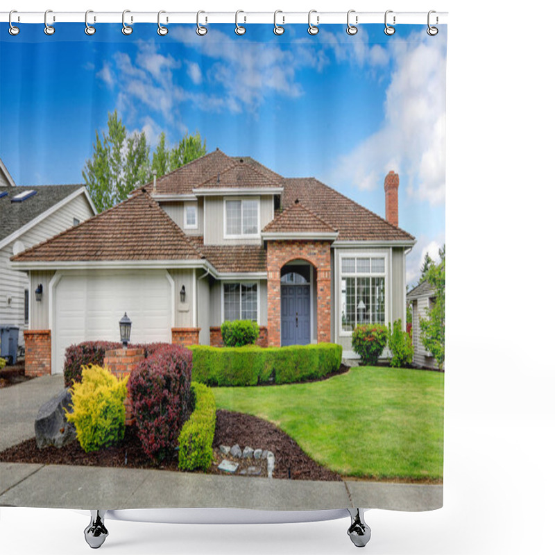 Personality  American House Exterior With Curb Appeal Shower Curtains