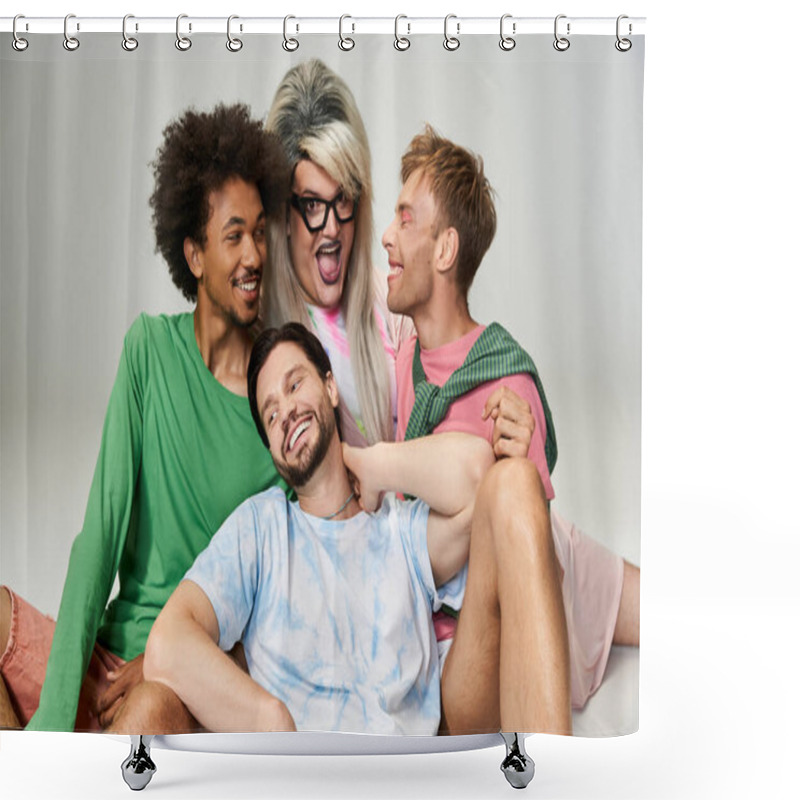 Personality  Four Friends Celebrate Their Pride And Friendship In A Lively And Colorful Atmosphere. Shower Curtains