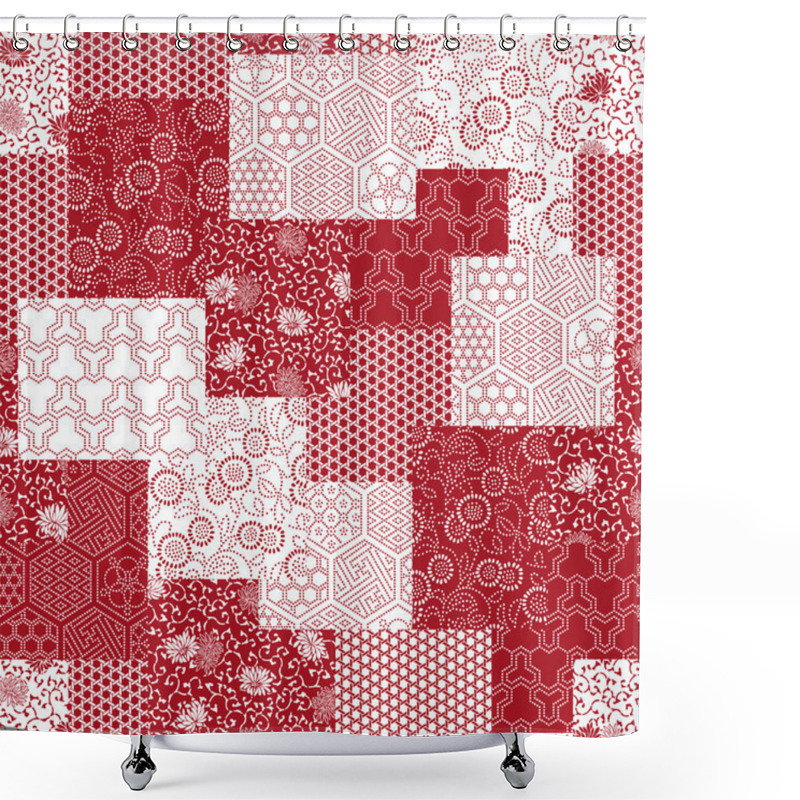 Personality  Japanese Style Pattern Patchwork Shower Curtains