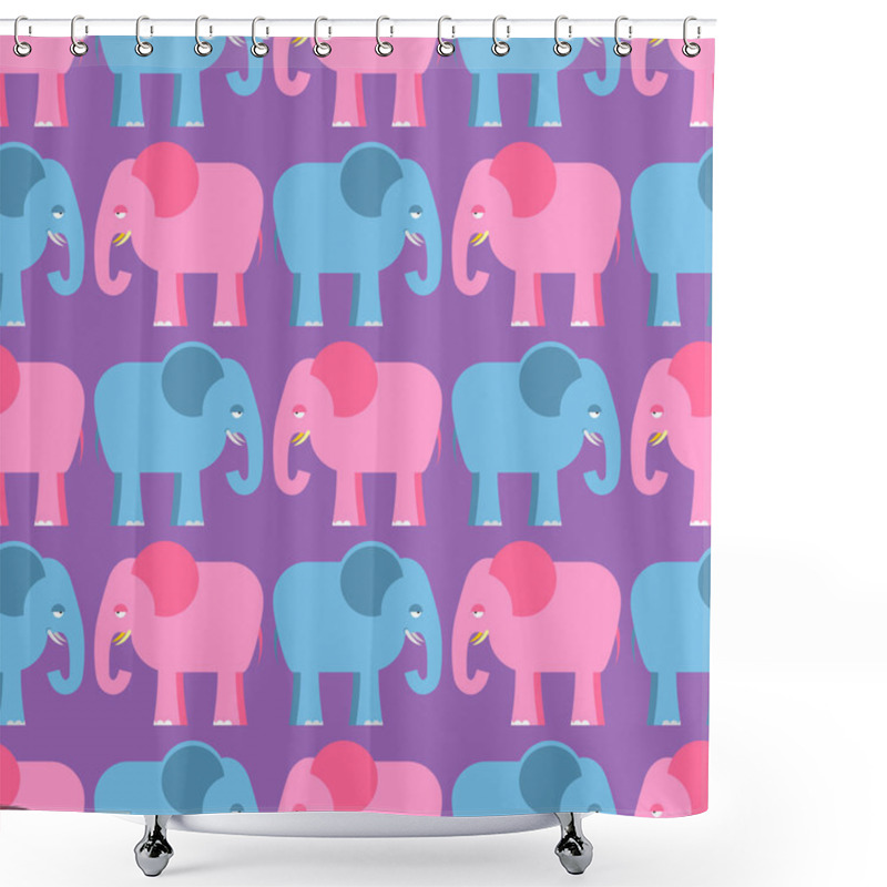 Personality  Elephants Seamless Pattern. Blue And Pink Animals Of  Jungle. Cu Shower Curtains